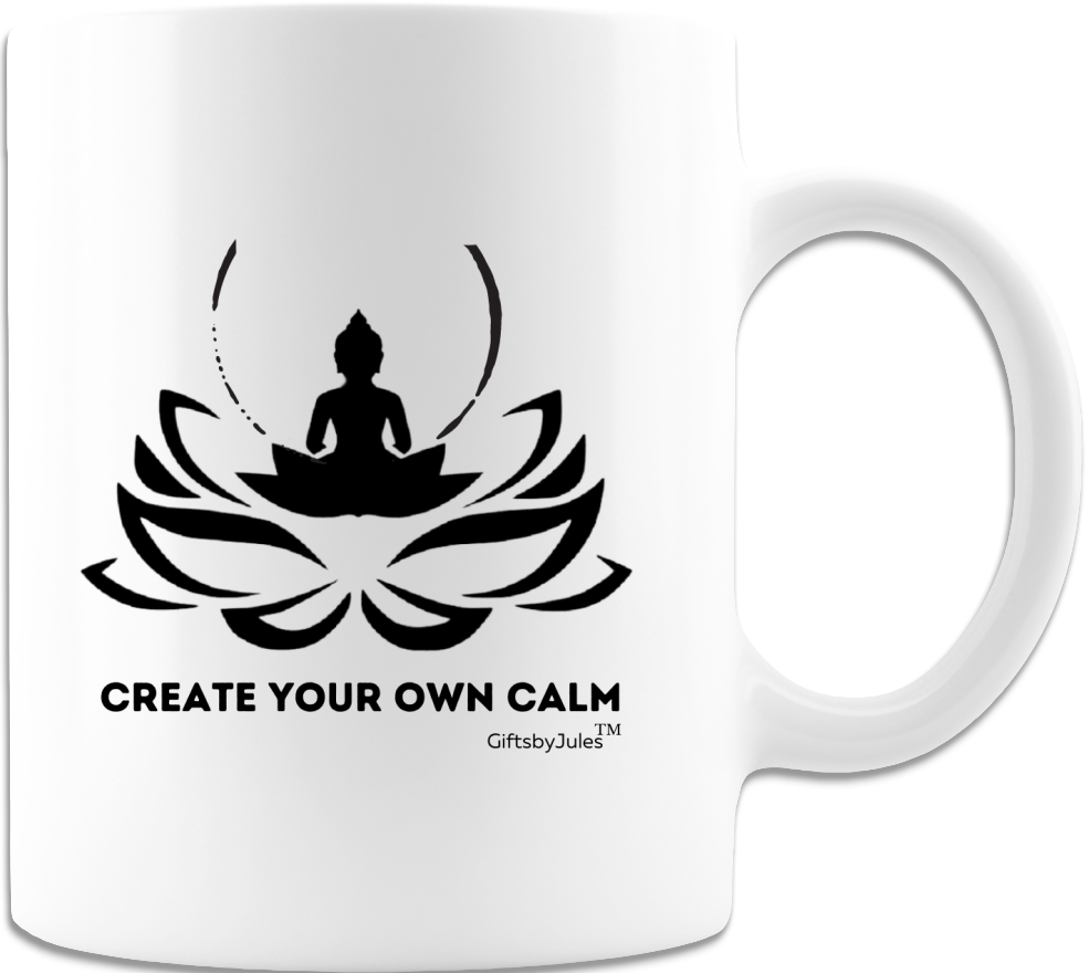 Yoga-Zen - White Coffee Mug  -Create Your Own Calm-- White For Any occasion  11oz or 15oz