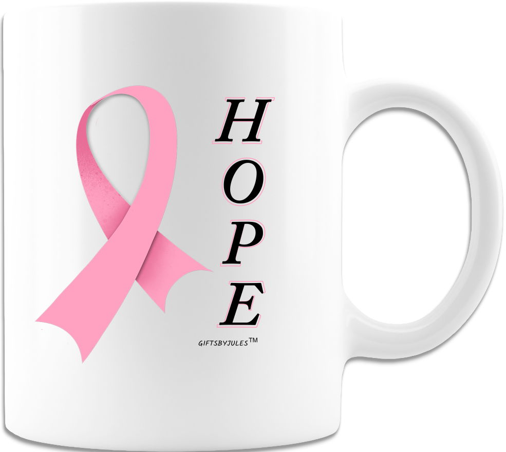 Hope -Breast Cancer -Survivor -Fighter- Strength - White Coffee Mug - White Cup